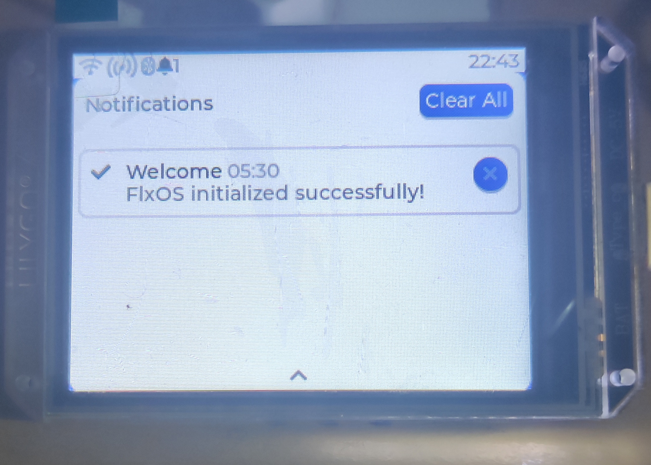 FlxOS Notification Panel on hardware