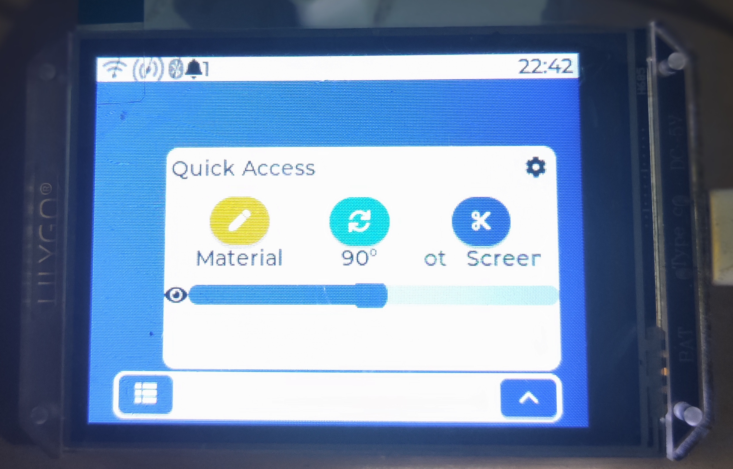 FlxOS Quick Access Panel running on Lilygo T-HMI